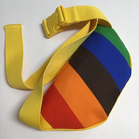 M&M’s Candy Fanny Pack Sling Belt Purse Yellow Rainbow Adjust Zip Adult Travel - Picture 2 of 13